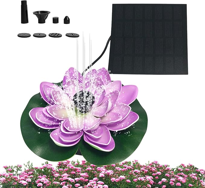 Solar Fountain - Decorative Bird Bath Water Feature, Eco-Friendly Design | Solar-Powered Fountain Pump with Assorted Nozzles, Ideal Enhancement for Ponds, Pools, and Creating A Outdoor