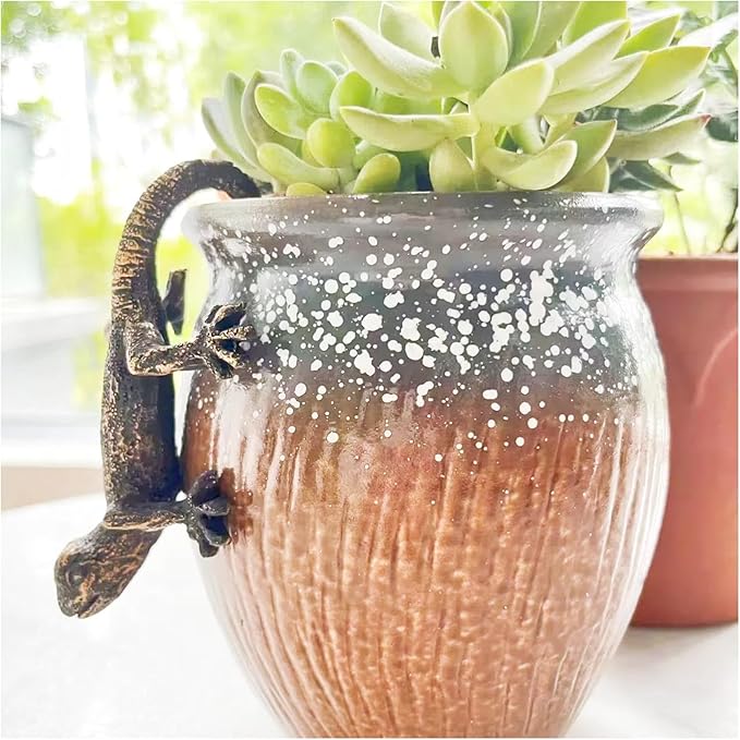 Garden Sculptures & Statues, Plant Decorations for Pots, Fairy Garden Accessories, Resin Gecko Statues, Gecko Flower Pot Decorations, for Family or Friends (Gecko)