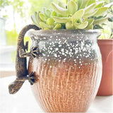 Garden Sculptures & Statues, Plant Decorations for Pots, Fairy Garden Accessories, Resin Gecko Statues, Gecko Flower Pot Decorations, for Family or Friends (Gecko)