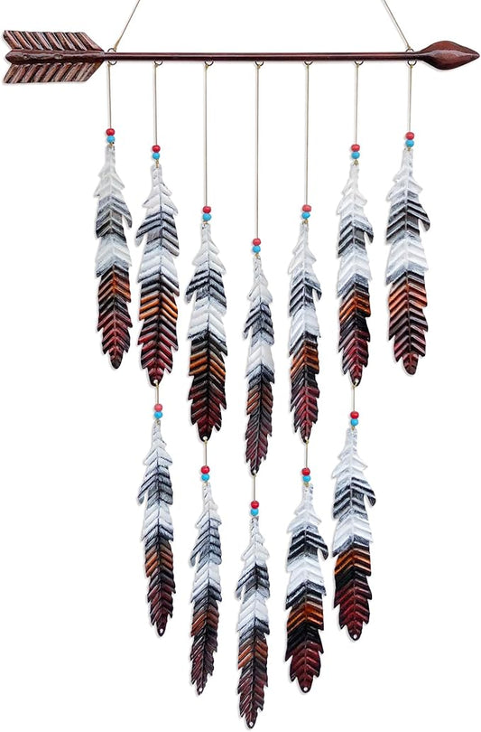 Metal Arrow & Feather Wall Art, Native American Indian Style Decor, Arrow Western Decor, Wind Chime Pendants, Thanksgiving Gift, American Indian Decoration