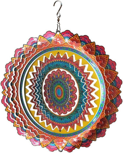 Fonmy Stainless Steel Wind Spinner Worth Gift Indoor Outdoor Garden Decoration Crafts Ornaments 6 Inch Multi Color Mandala Wind Spinners