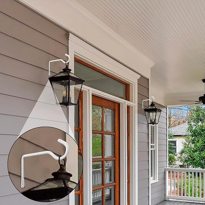 MrMrKura 2 Pack 6 Inch Hanging Plant Bracket, Metal Plant Hangers, Wall Mount Planter Hooks for Bird Feeder Hanger/Lanterns/Wind Chimes (White)