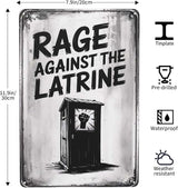 Rage Against The Latrine Toilet 8X12 Inches Metal Wall Decor For Bathroom,Vintage Gothic Boho Home & Wall Decor Aesthetic,Kitchen Signs & Room Aesthetic Poster For Farmhouse Garden Yard Patio