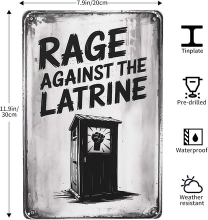 Rage Against The Latrine Toilet 8X12 Inches Metal Wall Decor For Bathroom,Vintage Gothic Boho Home & Wall Decor Aesthetic,Kitchen Signs & Room Aesthetic Poster For Farmhouse Garden Yard Patio