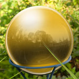 uxcell Gazing Ball 3 Inch 76mm Reflective Sphere Polished Hollow Ball, Stainless Steel Gazing Globe Mirror Ball for Home Garden Outdoor Decoration, Bright Yellow
