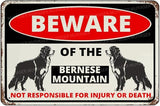 Beware Of The Dog Bernese Mountain Sign Aluminum Metal Tin Signs Outdoor Yard Sign Warning Sign For Fence Yard Home Kitchen Farm Garden Wall Decor 8x12 Inch