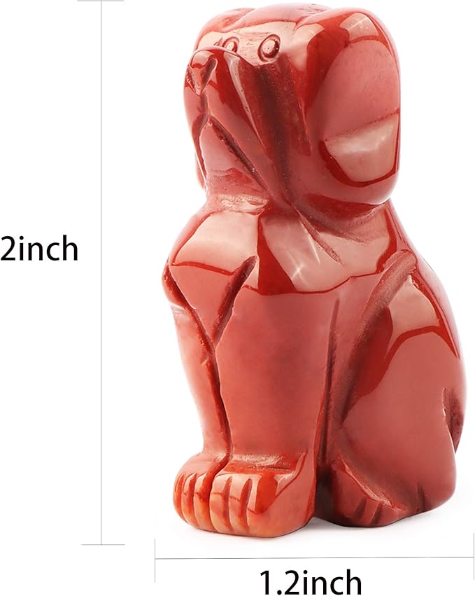 SMQ Dog Gifts Home Decor Crystal Figurines Hand Carved Gemstone Puppy Yoga Dog Memorial Stone Sculpture Mookaite Animal Collectibles Reiki Healing Statue for Garden,Bookshelf,Office,2"