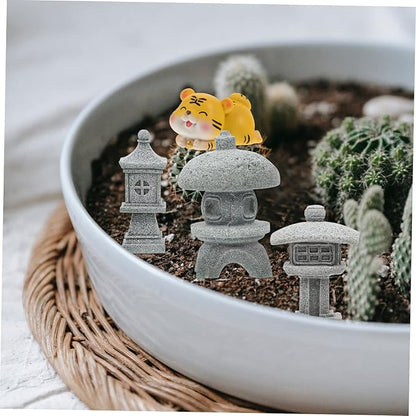 STOBOK 3pcs Sandstone Pavilion Garden Decorations Pavilion Shape Landscape Ornaments for Outdoor Decor Miniature Garden Accessories for Terrariums and Bonsai Display