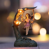 Suyorpe Garden Flower Fairy Outdoor Statue Decor Funny Swing Fairy Ornaments Figurines for Patio Lawn Yard Porch Outside Garden Gifts,9.05 Inches Tall ﻿ ﻿ ﻿