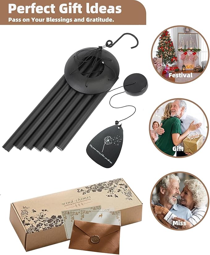 Thank You Gifts for Women Men, 37" Wind Chimes Outdoor Large for Deep Tone, Appreciation Gifts with 2pc Wind Catchers for Mother's Day Employee Coworkers Colleague Teachers Nurses for Family Friends