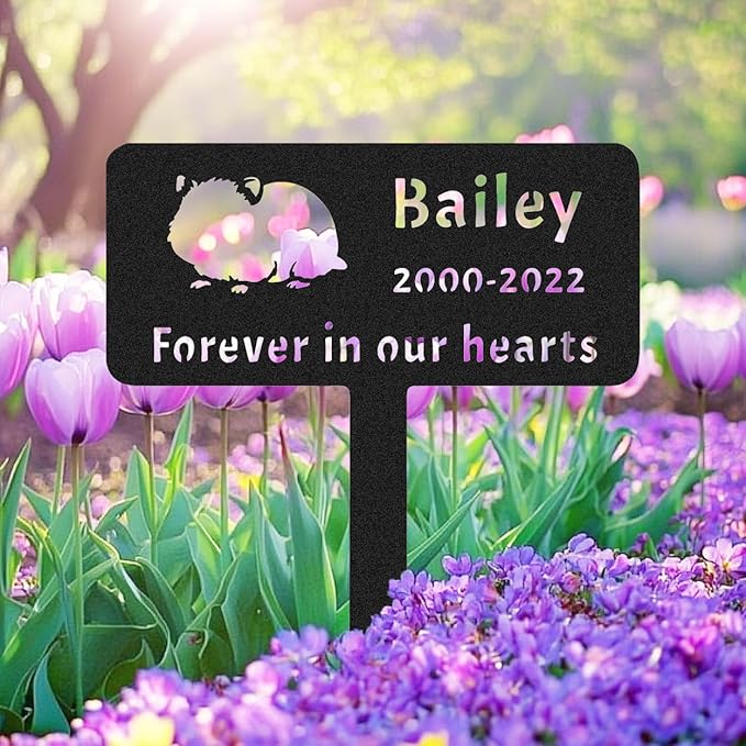 Personalized Pet Hamster Memorial Garden Stake Grave Marker, Custom Metal Hamster Memorial Grave Marker Stake Outdoor for Loss of Pet Remembrance Gifts Hamster Memorial Plaque Stake
