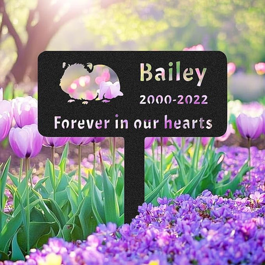 Personalized Pet Hamster Memorial Garden Stake Grave Marker, Custom Metal Hamster Memorial Grave Marker Stake Outdoor for Loss of Pet Remembrance Gifts Hamster Memorial Plaque Stake