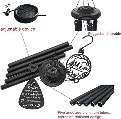 37'' Sympathy Gifts for Loss of Mom,Memorial Wind Chimes for Loss of Mother,Condolence Bereavement Gifts in Memory of Mom,Black