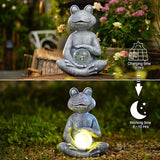 Goodeco Frog Statue with Solar Gazing Ball Lights - Zen Garden Statue for Outdoor Decor, Frog Gifts for Women & Moms, Housewarming Gifts