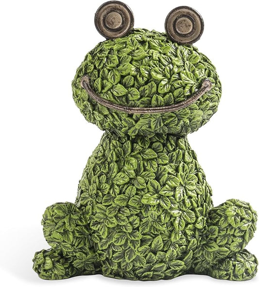 Green Frog Figurine for Plant Pot Decor, 5.3" Resin Frog Small Statue Fairy Garden Accessories, Outdoor Flower Garden Yard Patio Lawn Indoor Table Shelf Home Decorations, Gifts for Women