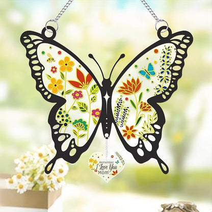 Butterfly Stained Glass Window Hanging 9.8 Inch Colorful Flower Suncatcher Decor for Window Door Wall Art Home Decoration Christmas Hanging Ornament Birthday Butterfly Gifts for Mom, Women