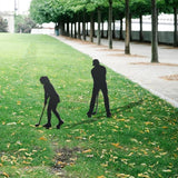 WADORN 2Pcs Golfer Metal Decorative Garden Stakes, Golf Characters Silhouette Metal Outdoor Statues Golf Men Women Garden Ornament Gifts Black Yard Art Decoration for Outdoor Backyard Patio Walkways