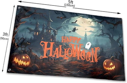 Happy Halloween Flag 3x5 Ft Outdoor Indoor With Grommet Garden Yard Banner Decorative Sign