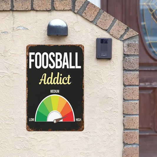 Vintage Tin Signs Foosball for Room,Patio,Office,Yard & More Retro Metal Wall Decor,8x12 Inch Funny Quotes & Gothic Designs