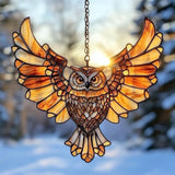 Mandala Owl Acrylic Suncatcher, Boho Suncatchers for Window Hanging Ornament, Stained Glass Effect Indoor Outdoor Garden Decor Native American Style, Gifts for Mother's Day, Mom, Grandma, Wife, Women