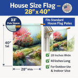 Caroline's Treasures North Carolina Dogwoods in Watercolor House Flag Large Porch Sleeve Pole Decorative Outside Yard Banner Artwork Wall Hanging, Polyester, House Size, Multicolor
