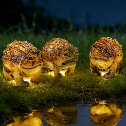 HUYIENO Solar Garden Statue Outdoor Decor Toad Ornament Waterproof Solar Powered LED Lights Frog Garden Decor for Yard, Patio, Lawn Gift for Mom, Women, Housewarming