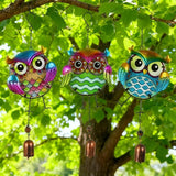 Owl Wind Chimes 3 Pack - Metal Wind Chimes for Outside, Waterproof Rustproof Garden Decor with Hooks, Handcrafted Birthday Gifts for Friends, Patio & Yard Decoration