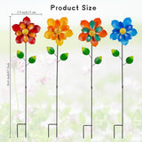 4 Pcs Wind Spinners Outdoor, Small Metal Flower Windmill, Colorful Pinwheels Decorative Floral Garden Stakes for Yard Patio Lawn Garden Decor, 27 x 6 Inches