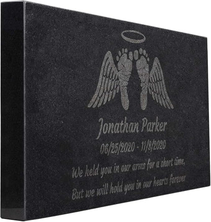 PlaqueMaker Black Granite Memorial Headstone Or Garden Memorial for Lost Infant or Child - Include You Personalized Text. Can be Used as a Sympathy Gift, Garden Stone or Grave Maker (24 x 12 x 2)