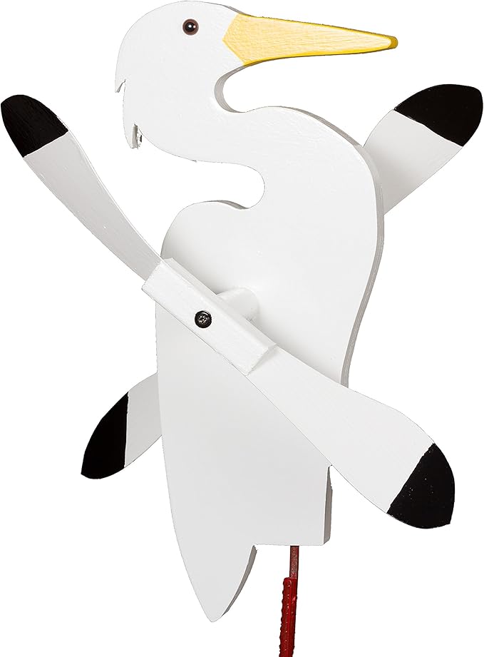 Egret Whirligig/Whirly Bird Garden Spinner Lawn Decoration Amish-Made