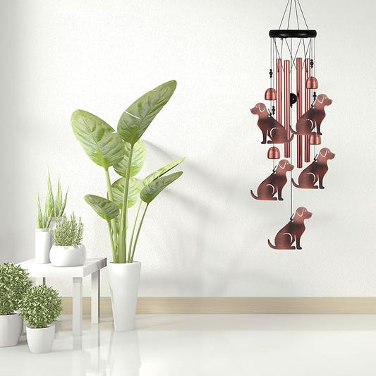 Dog Wind Chimes for Garden, Gifts for Mom, Home, Balconies, Rooms, Patio, Indoor, Outdoor Dogs Decoration, Aluminum Puppy Wind Catcher, Copper Labrador Wind Bells, Golden Retriever Wind Chimes Decor