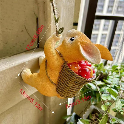 Climbing Squirrel Tree Hugger Statue - UV Resistant Resin Hanging Garden Sculpture, Waterproof Outdoor Decor for Yard, Patio, Porch (Rabbit)