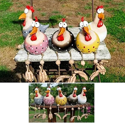 POKSAUAE 5PCS Resin Rooster Outdoor Statues Funny, Waterproof and Does not Fade Suitable Courtyard, Garden, Balcony Decoration