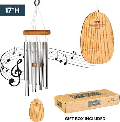 Woodstock Wind Chimes for Outside, Garden, Patio, Porch and Outdoor Decor (17") Gregorian Chimes Soprano Silver Wind Chime (GSS)
