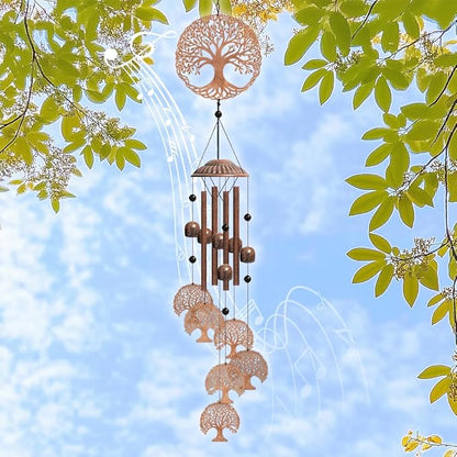 OLYCRAFT Tree of Life Wind Chimes Outdoors Wind Chime Sympathy Memorial Windchime Iron Windchime Memorial Presents Hanging Windbell for Patio Backyard Home Garden Pendant Decoration -31.5 Inch