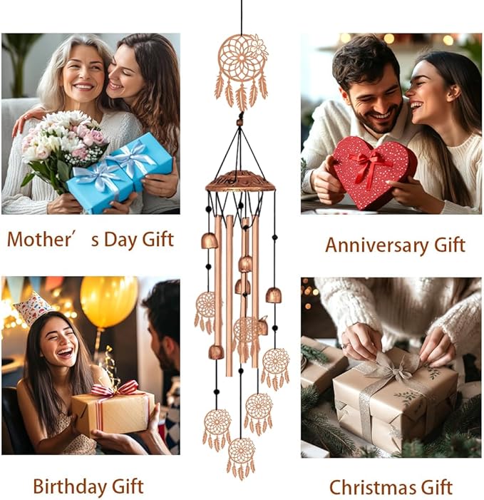 ORIGACH Dream Catcher Wind Chimes, Metal Wind Chimes Indoor Outside Decor for Lawn, Patio, Home, Garden, Large Wind Chime Gifts for Birthday Family & Friends
