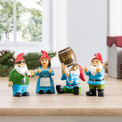 Gnometastic Mini Gnomes - Drinking Gnome, 4 inch Drunk Gnome for Fairy Garden, Indoor Outdoor Funny Garden Gnomes Decoration for Yard, Planter, Lawn Ornament, Patio and Home Decor
