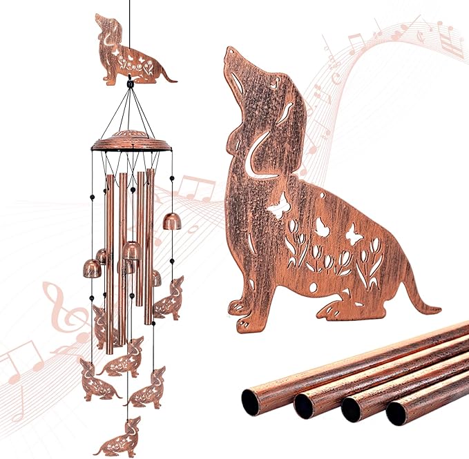 for Mom Dachshund Dog Wind Chimes for Outside,Dog Gifts for Women Men/Memorial Gift/Birthday Gifts Metal windchimes Outdoors/Indoors,Garden Decor,Patio,Home,Porch,Yard Decorations