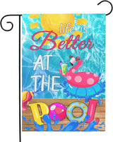 Pool Garden Flag Swimming Pool Spring Yard Flags Summer Welcome Decorative Flags Life is Better at the Pools House Banner for Outside Patio Porch Home Decoration 12x18 Double Sided