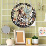 1PC Flower Fairy Acrylic Stained Glass Suncatcher Nature Round Flowers and Girls Suncatcher Hanging Decoration with Metal Chain-SunCatchers for Window Decor Outdoor Garden Decor Gift (B)