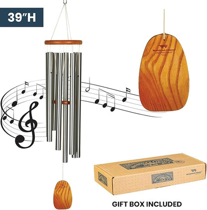 Woodstock Wind Chimes for Outside, Garden Decor, Outdoor Decor for Your Patio and Front Porch (39") Woodstock Gregorian Chimes Tenor Silver Inspirational and Memorial Wind Chime Christmas Gifts (GTS)