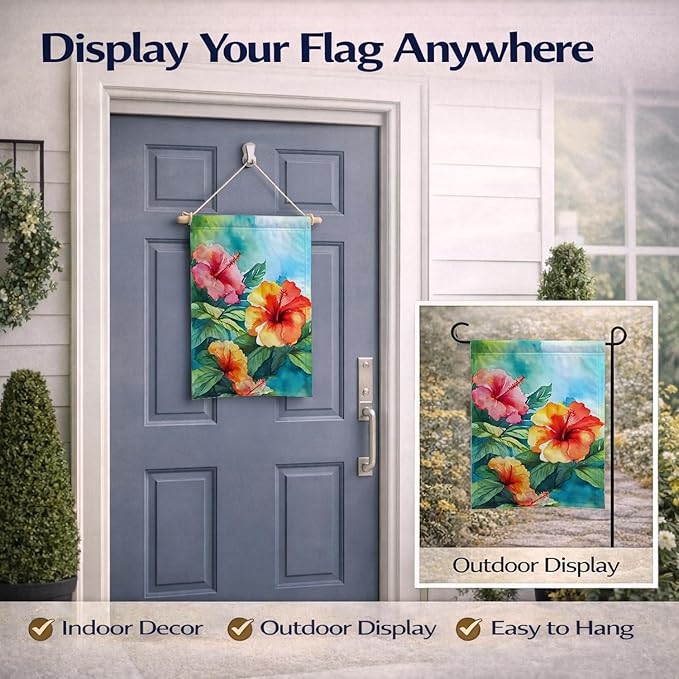 Caroline's Treasures Hawaii Hawaiian Hibiscus in Watercolor Garden Flag Mailbox Flag Decorative Yard Flag Banner Outside Patio Artwork Yard Flower Beds, Garden Size, Multicolor
