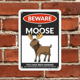 SmartSign Funny Beware Of Moose Warning Sign - 10"x7", 40 mil Laminated Rust-free Aluminum - Metal Signs for Wall Decor, Outdoors, Patio, Gifts, Cafe - Moose Theme, Made in USA