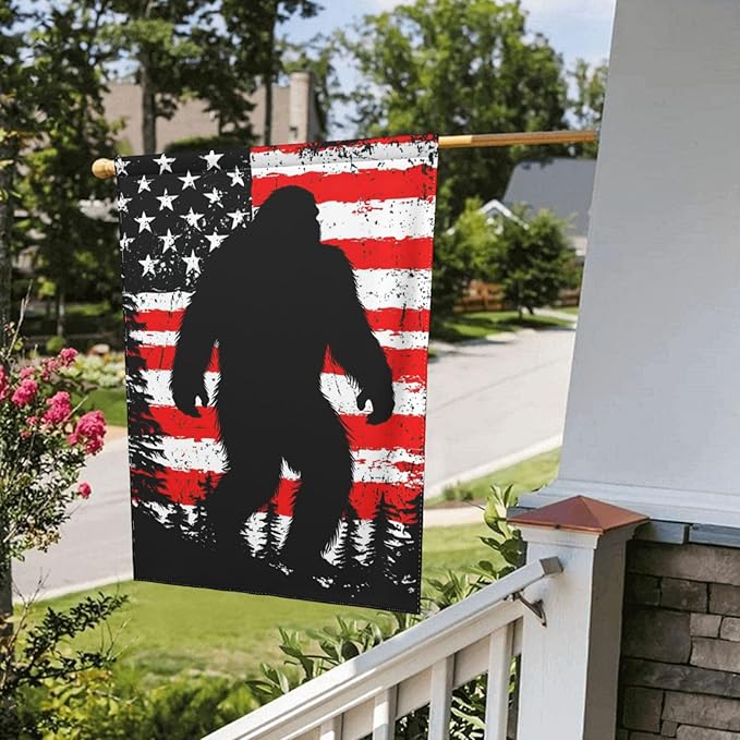 Bigfoot American Flag Garden Flags 12×18 Inch Double Sided Decorative Yard Banner for Outdoor Outside Decor