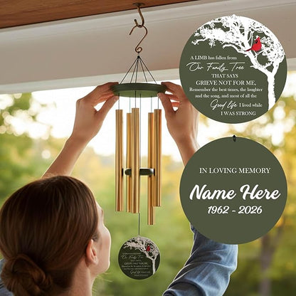 ASTARIN Wind Chimes Outdoor for The Loss of Mom Dad, Personalized Customized WindChimes for Loss of Loved One, Memorial Wind Chime as Sympathy Gift, Home Garden Patio Décor, 36''(Produced in USA)