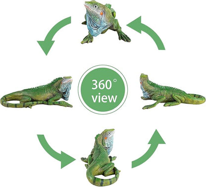Outdoor Resin Iguana Statue, 13.39 x 7.09 x 5.91 inches, Green Decorative Garden Sculpture Outdoor Lizard Sculpture Tropical Lizard Yard Art