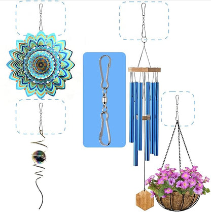 HS’s Creation 6 Pack Dual Clips Swivel for Indoor Outdoor Organization Spinning Hanger Clothline Rack Wind Chimes Spinner Prism Windsocks Hanging Plant