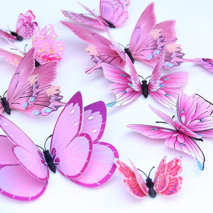 FENELY Butterfly Garden Decor Stakes,Double Wing Waterproof 3D Pink Butterflies Garden Ornaments Outdoor Decorations for Patio Lawn Yard PVC Gardening Art Christmas Whimsical Gifts