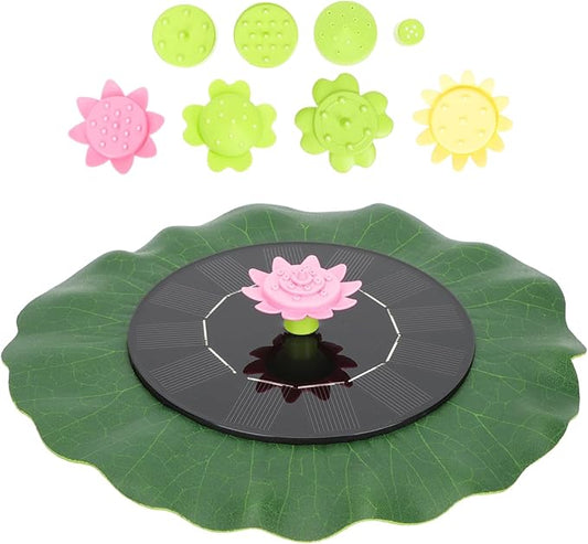 MERRYHAPY Solar-powered Floating Fountain with Nozzles for Ponds and Gardens Durable Lotus-leaf Design for Summer Outdoor Decor