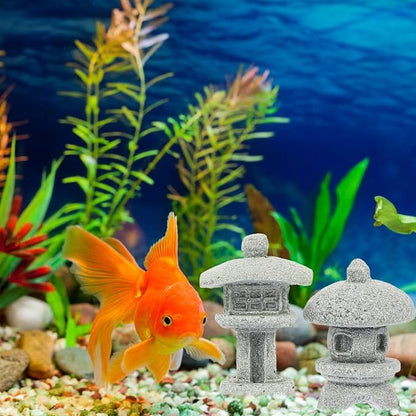 Yardwe Miniature Pagoda Statue Japanese Sandstone Lantern for Zen Garden Micro Landscape Indoor Outdoor Decoration 1.25X0.82X0.82 Inch Set of 4